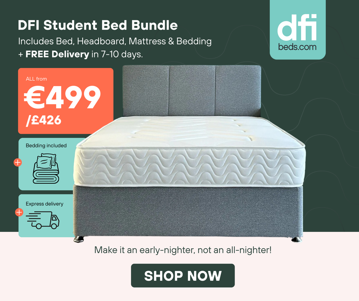 DFI Student Bed Bundle - Clint Bed, Mattress, Headboard & Bedding
