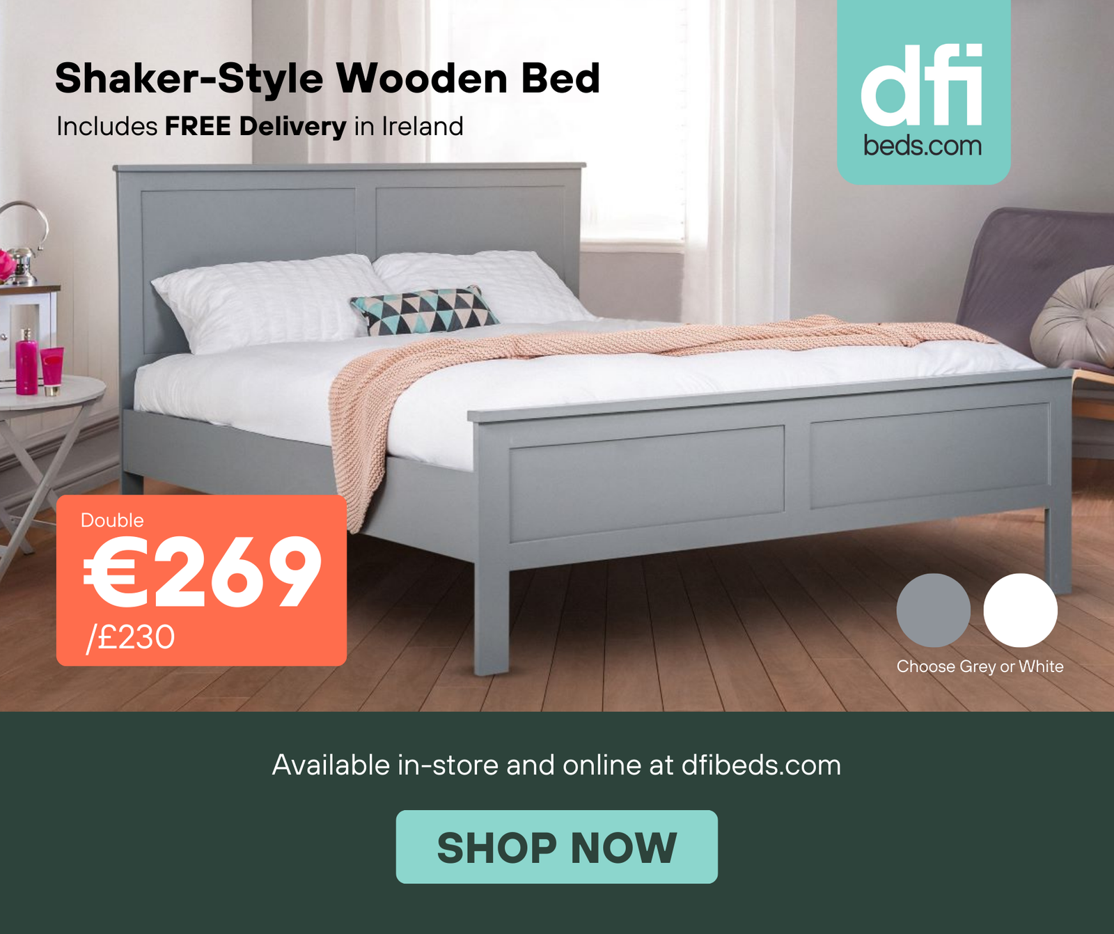 Shaker-Style Solid Pine Bed Frame VB-020