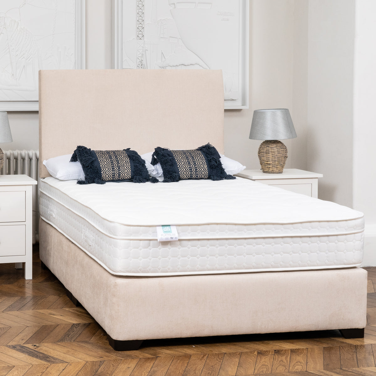 DFI Beige Divan Bed Set with Mattress Option