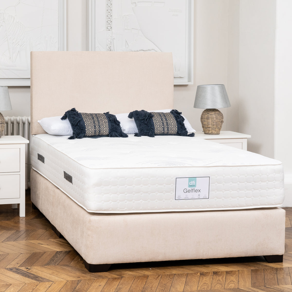 DFI Beige Divan Bed Set with Mattress Option