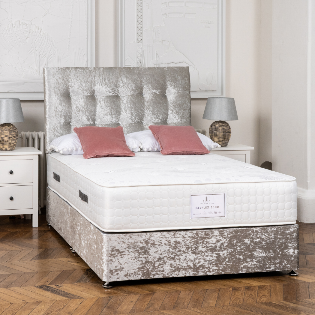Crushed velvet divan bed with drawers deals