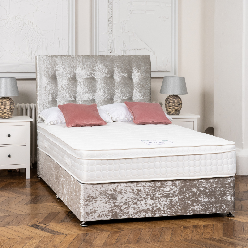 Crushed Velvet Bed Set Silver